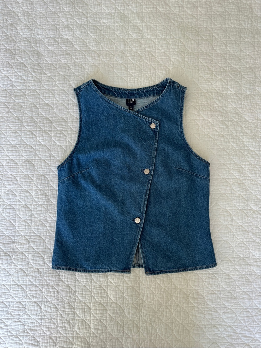 GAP Women’s Denim Button Vest Tank Top - Tall Medium